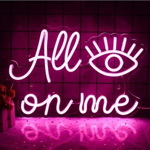 All Eyes on Me Neon Sign Evil Eye Led Sign Pink Eye Lash Neon Light Words Neon
